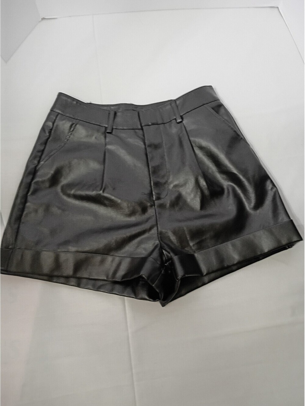Black Leather Shorts Petite M
